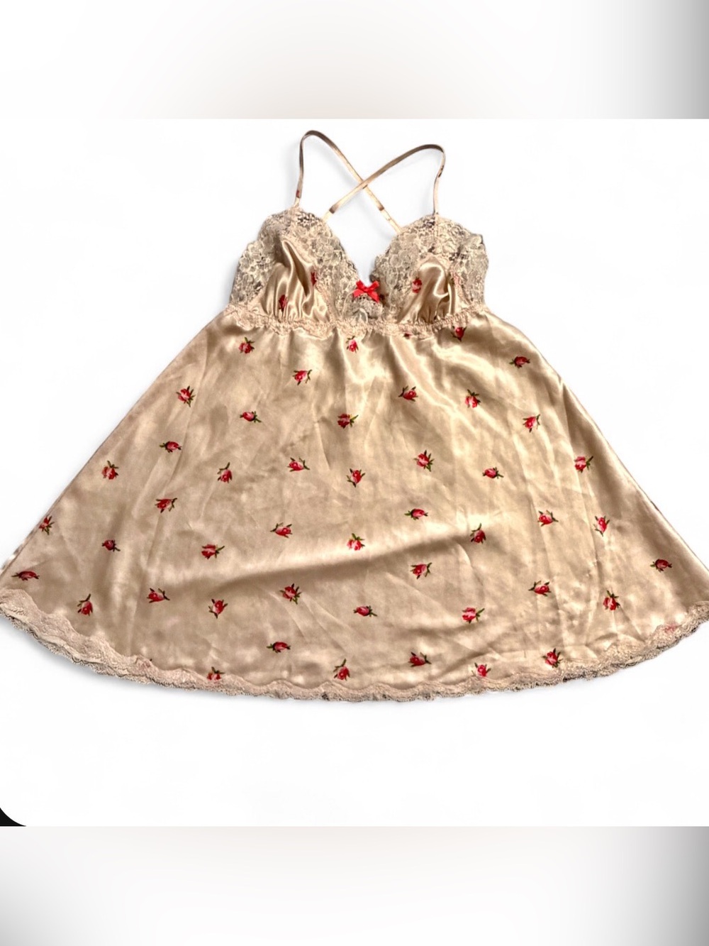 Victoria's Secret Rosebud Shimmer Lace Satin Slip Dress / Chemise Rare 2013 M